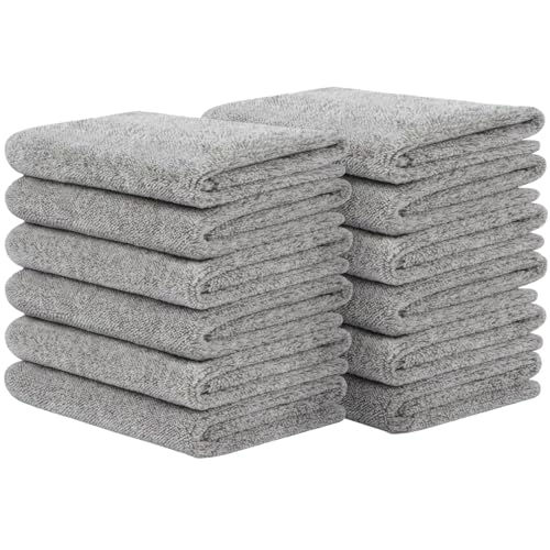 SINLAND Microfiber Face Cloths Highly Absorbent Washcloths Soft Feel Fingertip Towels Multi-Purpose Wash Cloths for Bathroom, Gym, Hotel, Spa and Kitchen, 12Inch x 12Inch