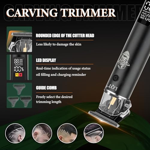 Professional Barber Kit for Men,Cordless Hair Clipper, Beard Trimmer, Foil Shaver,Nose Hair Trimmer Set, Transparent Design, LED Display,Home Grooming Tools,Gifts for Men, Father's Day & Holidays