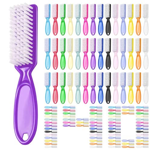 140 Pcs Handle Grip Nail Brush Bulk Hand Cleaning Brushes Pedicure Manicure Tools Soft Stiff Bristles for Cleaning Fingernails, Nail and Toe(Multicolor)