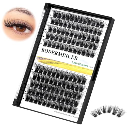 Bodermincer 120 Clusters 10mm+12mm/12mm+14mm/14mm+16mm Mixed Wide Cluster False Eyelash Individual Cluster EyeLashes Grafting Fake False Eyelashes Eyelash Extension (Black 12mm+14mm Mixed)