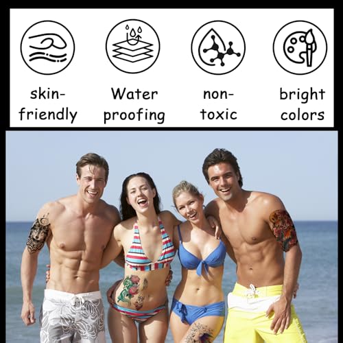 VERKSTAD Christmas 12 Sheets Half Arm Temporary Tattoos For Men and Women, Tiger Dragon Waterproof Temp Tattoo Stickers Adults, Hand and Body Art Realistic Tattoo Flower Animals