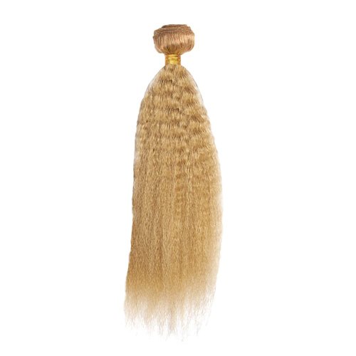Honey Blonde Kinky Straight Bundles Color #27 Human Hair Bundles Peruvian 8A Virgin Human Hair 3 Bundles 22 24 26 Inch Blonde Kinky Straight Bundles #27 Yaki Bundles