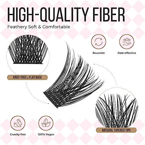 PopUp Cluster Lashes 168pcs Wispy Lash Clusters Soft D Curl Eyelash Clusters Russian Lashes Clusters DIY Eyelash Extensions at Home,Thin Bank 9-18mm MIX (Y56)