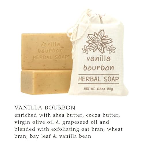 Greenwich Bay Trading Co. Herbal Bar Soap Set, 6 Scents, 6.4 Oz Each - Lemon Thyme, Lavender Sage, Vanilla Bourbon, Tobacco Flower, Honey Chamomile, Rose Petals