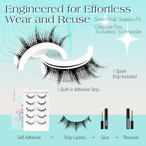 Bepholan Manga Self Adhesive Eyelashes Natural Look Pre Glued No Glue Needed Eyelashes Press On Anime Lashes Spiky Cosplay False Eyelashes Wispy with Tweezer 5 Pairs(AN22)