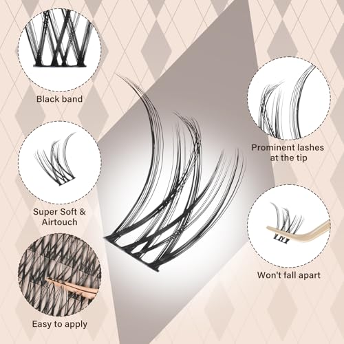 JMS&JMS Lash Clusters Kit D Curl Lash Lift Kit Wispy Natural Lash Clusters with Lash Bond and Seal Eyelash Applictor Lash Remover Lash Extension Kit for Beginner (8-18mix)