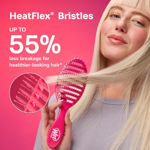 Wet Brush Speed Dry Hair Brush - Pink - Vented Design and Ultra Soft HeatFlex Bristles Are Blow Dry Safe With Ergonomic Handle Manages Tangle and Uncontrollable Hair - Pain-Free (Pack of 2)