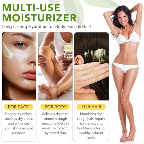 African Raw Shea Butter, Pure Unrefined Shea Butter Cream for Skin & Hair, Deep Moisturizer & Helps Protect Dry Skin(2 Pack)