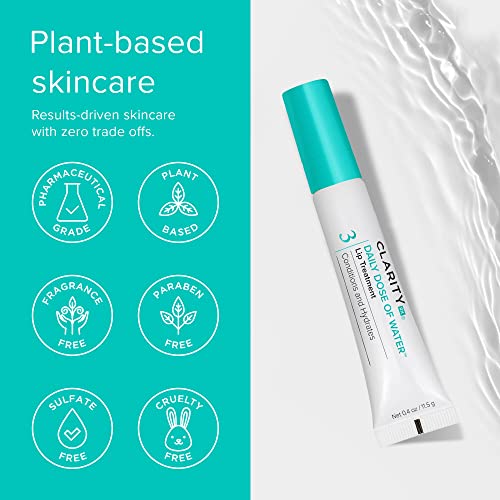 ClarityRx Daily Dose of Water Lip Treatment, Hydrating Hyaluronic Acid Lip Booster, Plant-Based & Natural (0.4 oz)