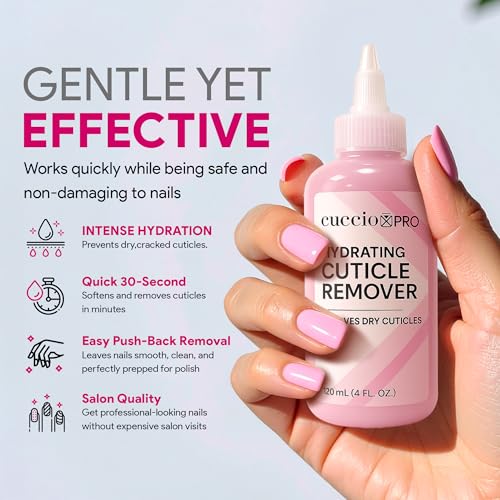 Cuccio Pro Hydrating Cuticle Remover 4 fl oz ? Professional Fast-Acting Cuticle Softener & Remover for Dry, Rough Cuticles, Moisturizing Lanolin-Infused Formula for Healthy Nails