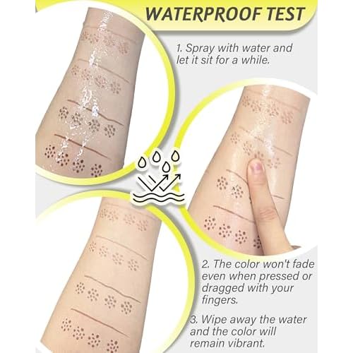 4 Color Faux Freckle Stamp Pen Kit, Upgrade Dual Ended 2-in-1 Waterproof Fake Freckle Pen with Multi-Prong Freckles Stamp Head for Women to Easily Create Natural Long-Lasting Sunkissed Makeup