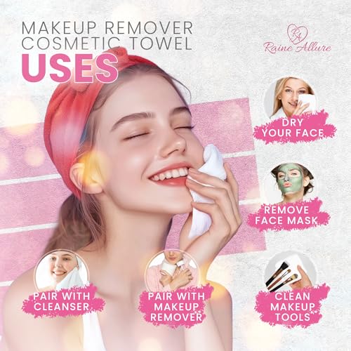 Makeup Remover Cosmetic Towels, Reusable (25 Count, 200 Uses) and Disposable Face Towel, Machine Washable, Ultra Soft, Removes All Types of Makeup, Specifically Made for Face and Body
