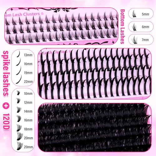 wiwoseo Lash Spikes Lash Clusters with Bottom Lashes Cluster Manga Eyelash Cluster Eyelash Extensions Cluster Lashes with Bottom Lash Cluster Fairy Eyelash Cluster Spiky Individual Lashes for Beginner
