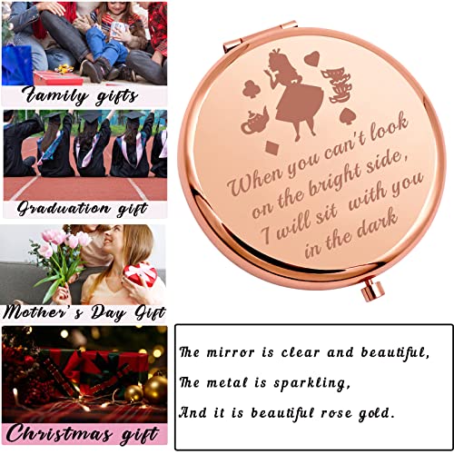 AKTAP Fairy Tale Gifts Princess Fans Compact Mirror I Will Sit with You in The Dark Makeup Mirror for Women