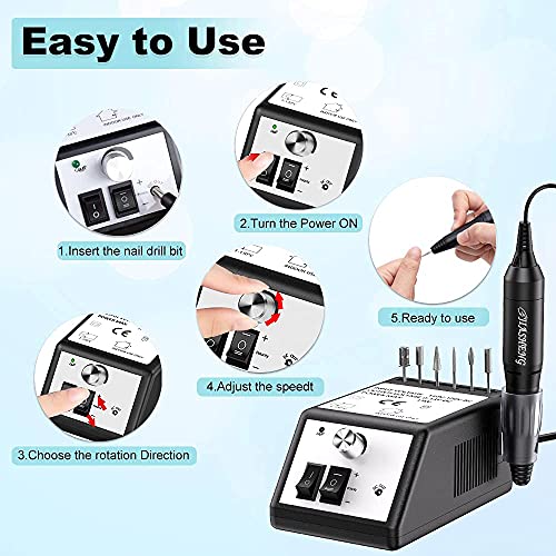 Professional Nail Drill, 20000rpm Electric Nail Drill Machine, 48 Bottles Universal Clear Gel Nail Polish Organizer Case Holder