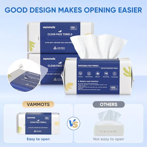 Disposable Face Towels,Biodegradable Ultra Soft Washcloths for Sensitive Skin,Suitable for Facial Cleansing,Skin care and Makeup Removal,Lint-free,Trave,Daily Cleansing,200 Count