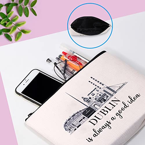 GJTIM Dublin Holiday Vacation Trip Surprise Gift UK Travel Gift Ireland Vacation Gift Dublin Ireland Travel Souvenir Gift Travel Makeup Bag For Irish Lovers (Good Idea Dublin Bag)