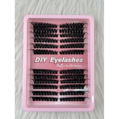Lash Clusters Kit - Stunning Natural Black 60D 80D Volume Eyelash Extensions, 216 Pcs Individual Lashes 8-16mm, D Curl Thick Cluster Lashes for Gorgeous Eyes (80D)
