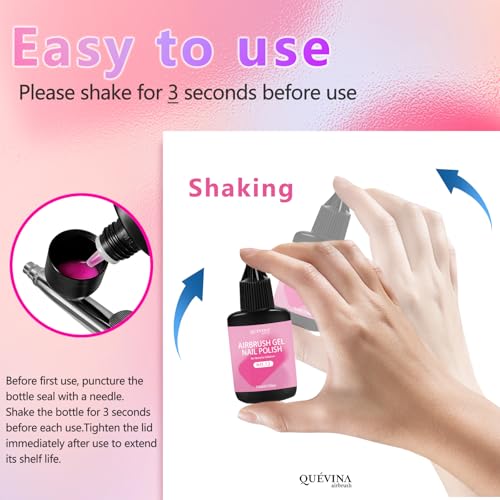 QUEVINA 28 Hot Colors Airbrush Gel Nail Polish Set ? Safe, Odorless Formula for Stunning Nail Art ? No Dilution Needed, Long-Lasting & Vibrant Shades 28X15ml