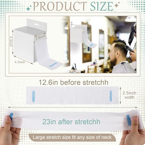 Marspark 5 Rolls Barber Paper Neck Strips with Hanging Dispenser, Professional Barber Supplies, Stretchy Paper Neck Tape, Barbershop Hairdressing Accessory Tool
