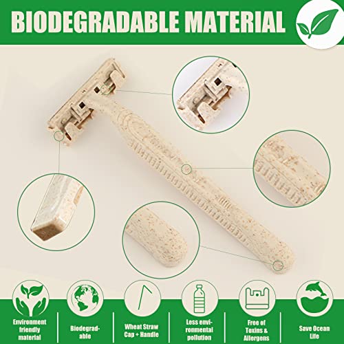 EZ Disposable Razor - 50pcs Eco Friendly Disposable Three Blade Shaving Razor for Men/Women's Grooming, Biodegradable Single-Use Body & Face Shaver for Eco Friendly Product Gifts
