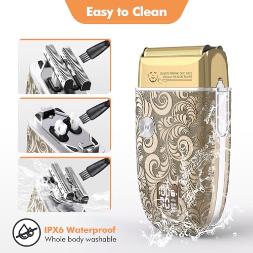 Bestauty Electric Razor for Men, Travel Foil Shaver with Enhanced Triple Head [Ultra-Close Shave], Wet & Dry Beard Shaver, Rechargeable and Cordless Bald Head Shaver, Gifts for Men Father's Day Gift