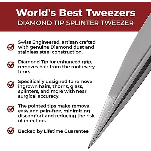 World's Best Tweezers Diamond Tip Splinter Tweezer (Professional)