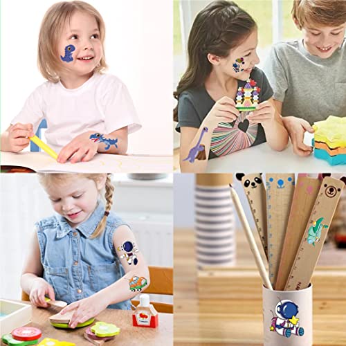 Metker 360PCS Luminous Waterproof Temporary Tattoos - Dinosaurs, Vehicles, Space Themes for Kids Party Supplies