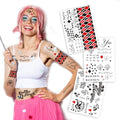 3-Pack Large Cosplay Temporary Tattoos ? 8.2 x 11.6 Inch Clown Girl Themed Fake Tattoos for Men, Women, and Kids ? Perfect for Halloween, Cosplay, and Costume Parties