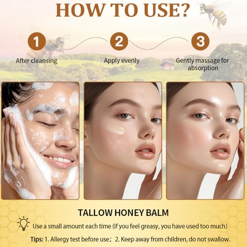Beef Tallow and Honey Balm - Tallow Honey Skin Balm - Skin Moisturizer for Face & Body (01, Citrus)