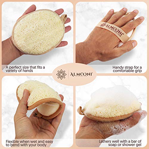 Premium Natural Egyptian Shower Loofah Sponge and Loofah Pad Bundle, Made with Natural Egyptian Shower Loofah Sponge That Gets Your Body Clean