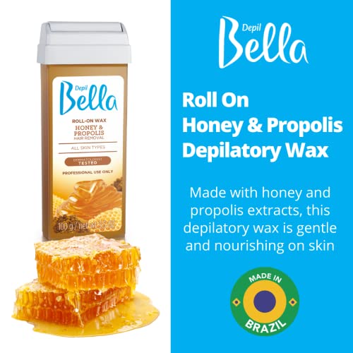 Depil Bella Brazilian Roll On Wax Honey and Propolis Depilatory | Body Waxing, Hair Removal Wax-Cartridge | For Men and Women | Home Self Waxing | Sensitive Skin | Dermatologically Tested | Painless