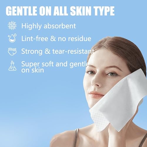 Disposable Face Towels 10"¡¿12" Makeup Remover and Clean Soft and Thick Dry Wipes Facial Tissue XL Towelettes 100 Count