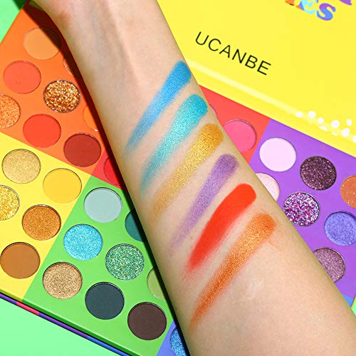 UCANBE 54 Colors Splashy Candies Eyeshadow Palette, Highly Pigmented Matte Shimmer Soft Creamy Glitter Rainbow Bright Powder Eye Shadow Blendable Waterproof Long Lasting Makeup Pallet¡¦