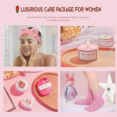 12 Pcs Birthday Gifts for Women, Self Care Gifts, Unique Relaxing Spa Gift Basket with Luxury Flannel Blanket, Get Well Soon Gifts for Women, Mom, Friends, Sister, Wife, Mother's Day,Valentine's Day