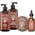 Viking Revolution Sandalwood Beard Wash and Beard Conditioner for Men (17 Oz each), Sandalwood Beard Balm (2 Oz) and Beard Oil (1 Fl Oz) - Beard Care Softener and Strengthener