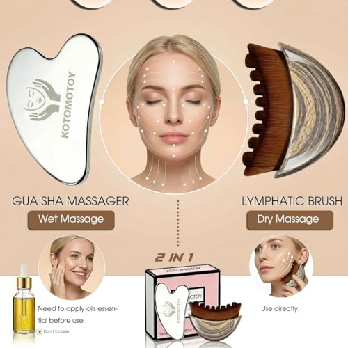 Lymphatic Contour Face Brush for Sculpting, lymphatic Face Brush gua sha facial tools Lymphatic Drainage Massager for skin care, Anti-Puffiness, Detox & Lift, Improves Skin Glow, Relieve Fatigue