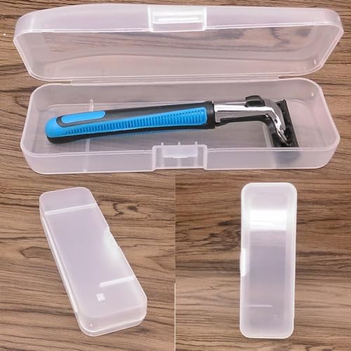1Pc White Transparent Shaving Box for Shaver Razor, Razor Protector Plastic Box Cover Container Storage for Manual Razor System Shaver Accessories