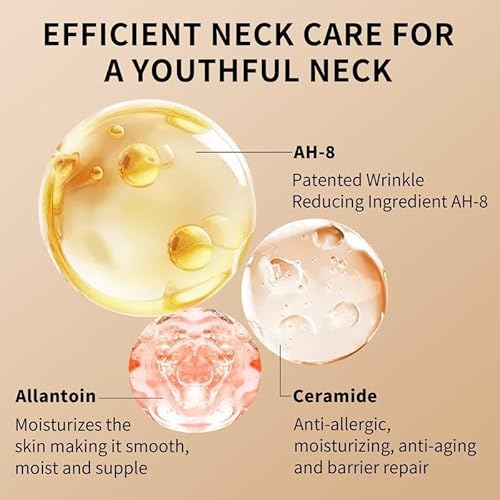 Ycz AH-8 Neck Firming Cream with Roller for Crepey Skin Body Care Comfort, Moisturizing, Anti-Aging Neck Cream with Peptide, Collagen, Smooths Wrinkles & Fine Lines Skin Care Skin Repair