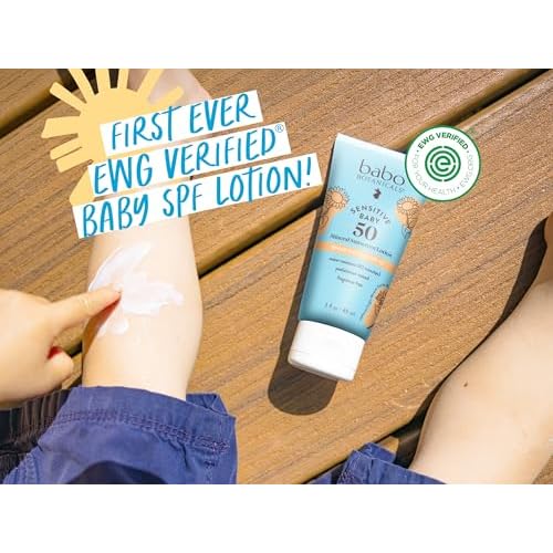 Babo Botanicals Sensitive Baby Mineral Sunscreen Lotion SPF50 Natural Zinc Oxide Face & Body Fragrance-Free WaterResistant - EWG Verified Vegan Extra Sensitive Skin For Babies & Kids (Pack of 2)