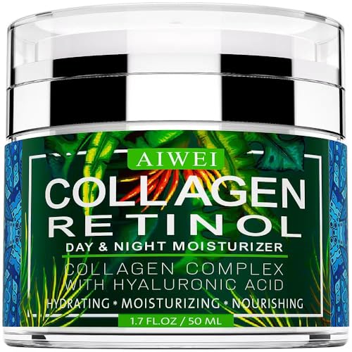 AIWEI Face Moisturizer Collagen Cream - Moisturizing, Hydrating & Recovery - Day Night Face Cream with Retinol and Hyaluronic Acid for Men & Women - 1.7 oz