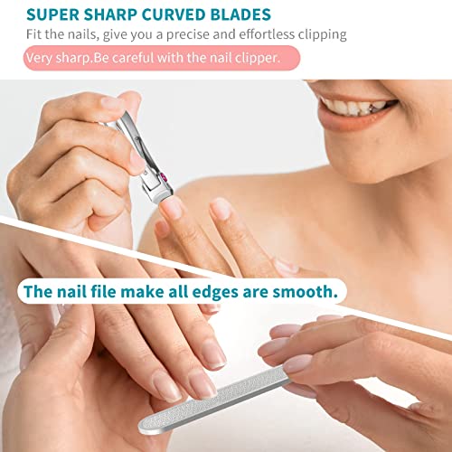 SZQHT Extra Wide Jaw Opening Nail Clippers for Thick Nails Cutter for Ingrown Toenail Clippers & Fingernails Manicure Set,Pedicure Kit,Men & Women(Silver) (Pack of 2)