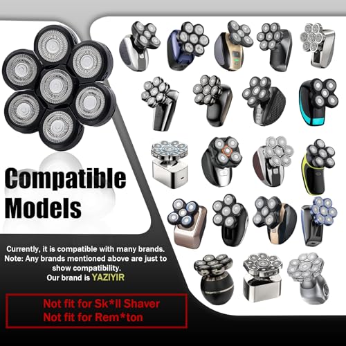 7 Head Shaver Replacement Heads£¬Head shavers for many brands bald men replacement blades£¬Shaver Blade Heads Replacement for Electric Razor for Men (2 Pack)