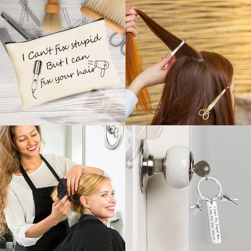 9 Pcs Hair Stylist Gifts for Women Hairstylist Hairdresser Box Apron Coffee Cup Cosmetic Bag Socks Hairpin Keychain Hairband Card Set Hairdresser for Female Inspirational Appreciation Birthday Gifts