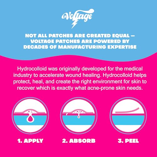 Voltage Pimple Patches for Face: Hydrocolloid Patch for Covering Zits, Blemishes, Protect Skin, and Accelerate Healing, 40 Count, Acne Patches