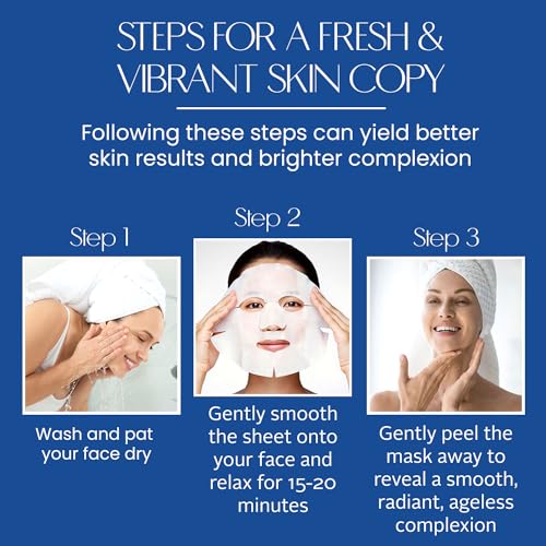 Hyaluronic Acid Sheet Face Mask - Skin Firming, Anti-Aging, Moisturizes & Plumping - Dermatologist Tested, Cruelty-Free Korean Skincare for All Skin Types - Pack of 5