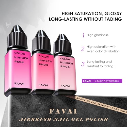 FAVAI Airbrush Gel Nail Polish, 24 Colors, No Dilution,Acetone-Free,French Manicure,Ombre Nail Art,DIY,Salon Quality Nail Supplies,Perfect Gifts for Girls & Women