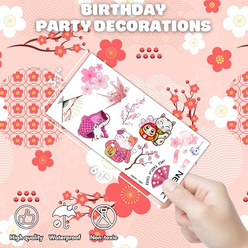 96PCS Japanese Temporary Tattoos Themed Japan Birthday Party Decorations Decor Supplies Favors Sushi Lattern Tattoo Stickers Gifts For Boys Girls Kids School Prizes Carnival Winter Xmas Chritsmas