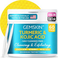 Turmeric Kojic Acid Cleansing Pads - Brightening Dark Spot Remover, Deep Cleaning Pores & Exfoliating Vitamin C & Aloe Vera - Foaming Turmeric Face Scrub Pads For Skin Lightening - 60 Count