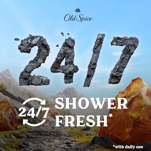 Old Spice Cleansing Body Wash for Men, 24/7 Shower Fresh with Lasting Scent, Exfoliate & Moisture, Gentle on Skin, Vitamin B3, Volcano with Dark Cedar + Amber Scent, 30 oz